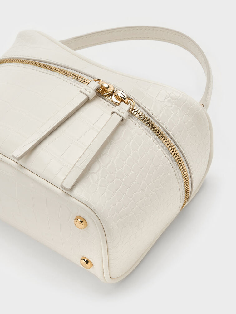 Pansy Croc-Effect Vanity Bag, Cream, hi-res