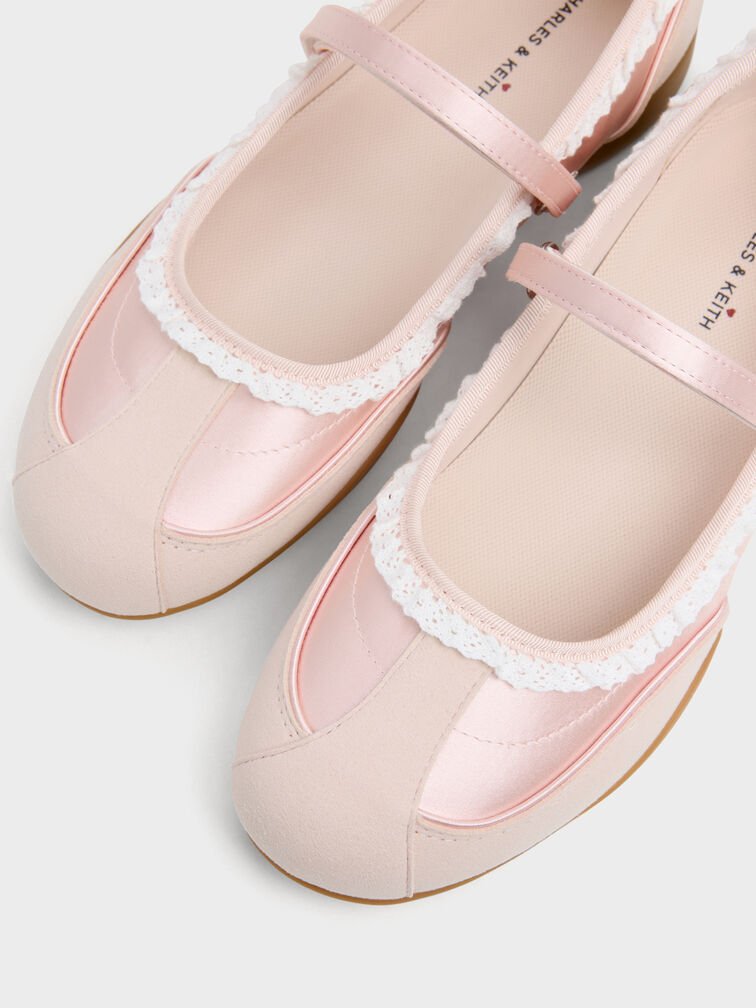 Louise Lace-Trim Mary Jane Sneakers, Light Pink, hi-res