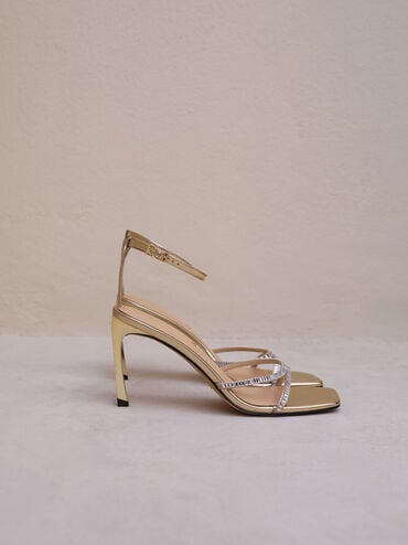 Jaylene Gem Stiletto Sandals, Gold, hi-res