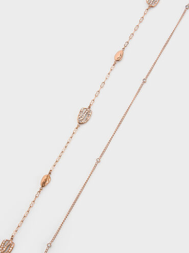 Aine Crystal Double-Chain Necklace, Rose Gold, hi-res