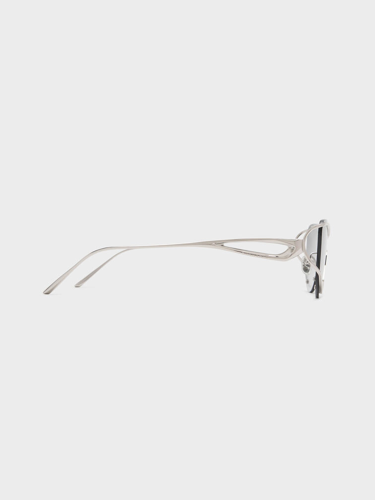 Ainsley Geometric Sunglasses, Silver, hi-res