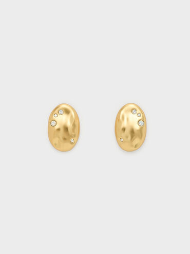 Ottilie Crystal Sculptural Stud Earrings, Brush Gold, hi-res
