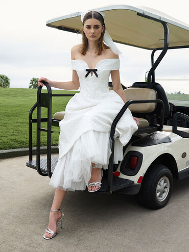 Jessy Metallic Leather Bow Ankle-Strap Stiletto-Heel Sandals, Silver, hi-res