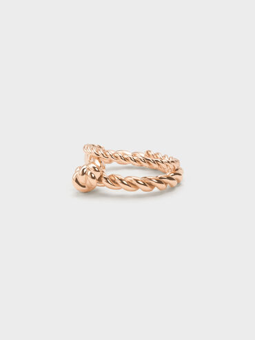 Sable Rope-Knot Two-Ring Set, Rose Gold, hi-res