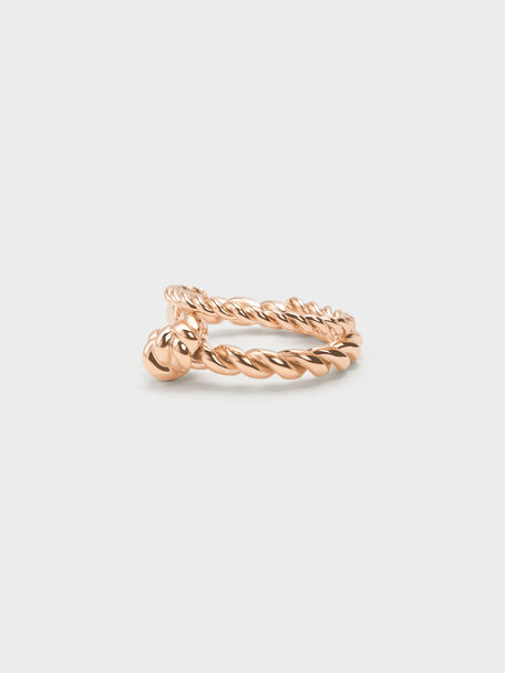 Sable Rope-Knot Two-Ring Set, Rose Gold, hi-res