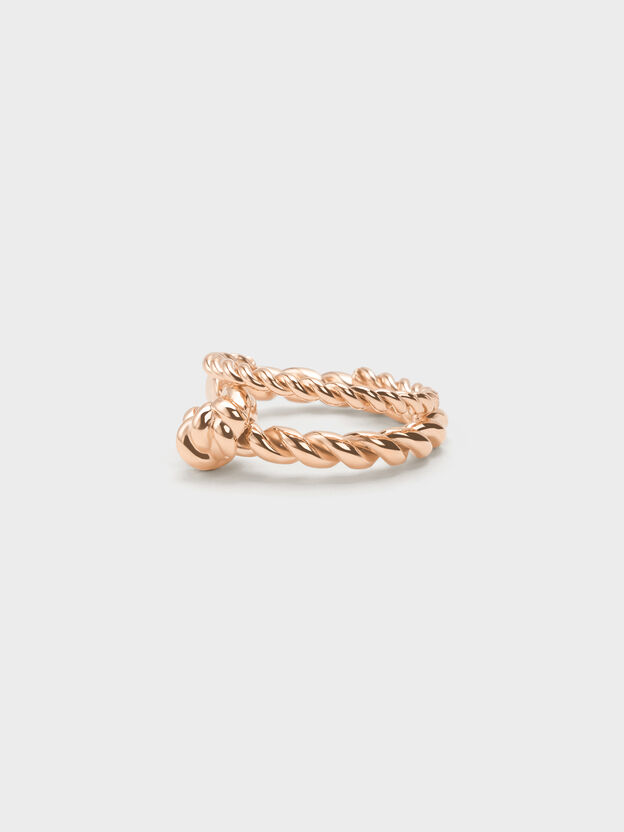 Sable Rope-Knot Two-Ring Set, Rose Gold, hi-res