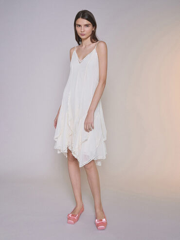 Satin Bow Slingback Ballet Flats, Pink, hi-res