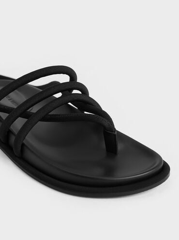 Toni Tubular Tie-Around Sandals, Black Textured, hi-res