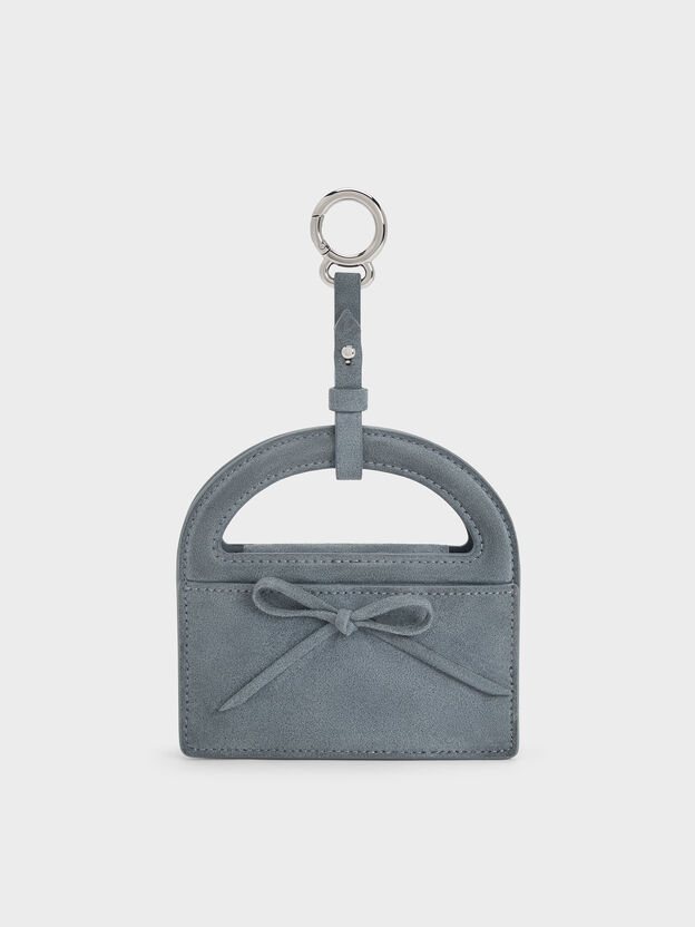 Reese Bow Top Handle Wristlet, Smoky Blue, hi-res