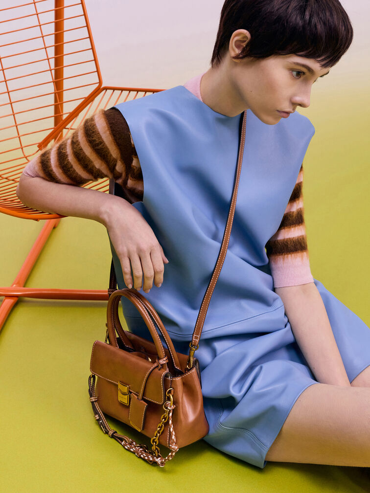 Acelynn Rope-Chain Tote Bag, Distressed Tan, hi-res