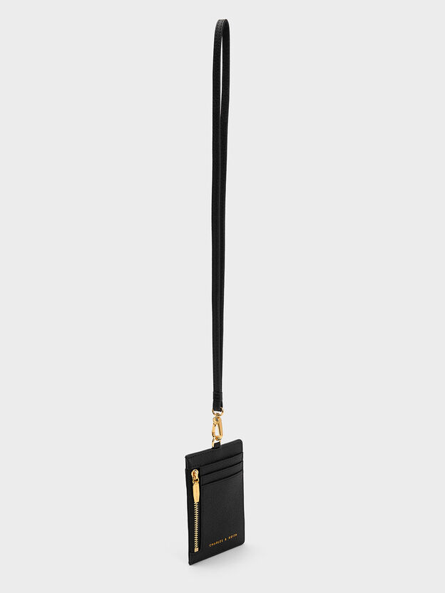 Twilia Card Holder With Lanyard, Black, hi-res