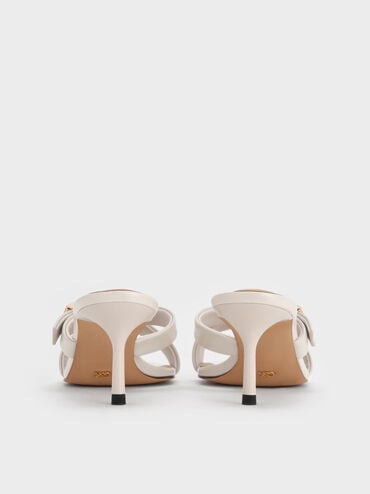 Cody Leather Crossover-Strap Heeled Sandals, Chalk, hi-res