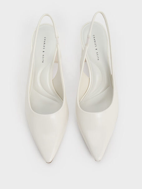 Teagan Pointed Slingback Pumps, White, hi-res