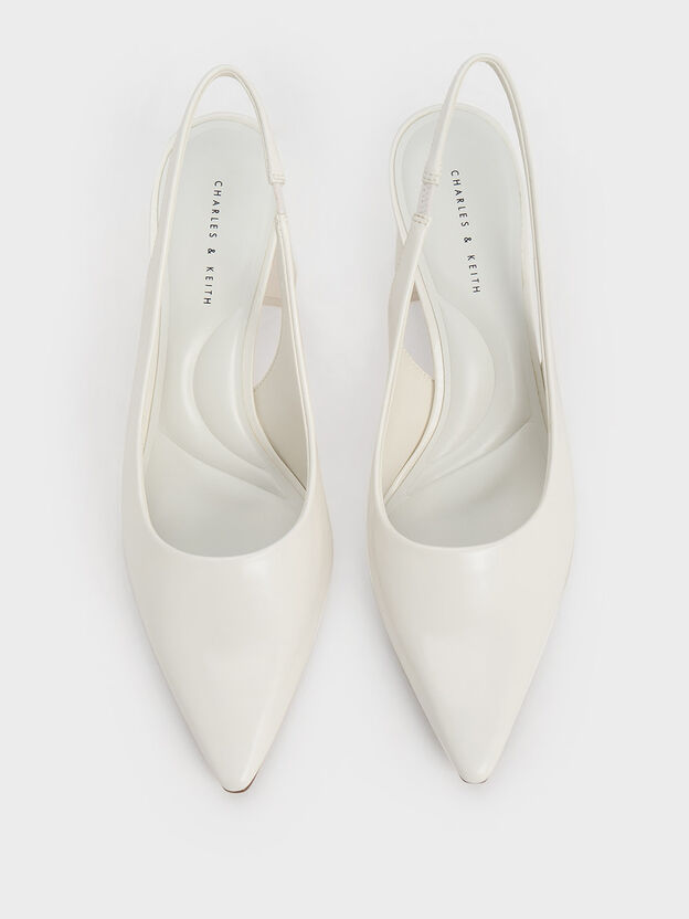Teagan Pointed Slingback Pumps, White, hi-res