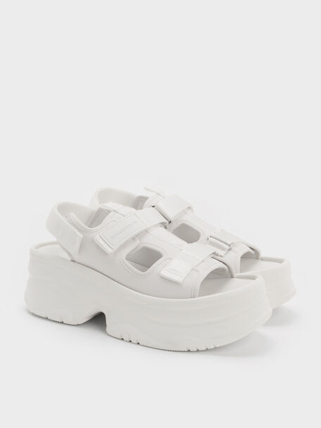 Flatform Sports Sandals, White, hi-res