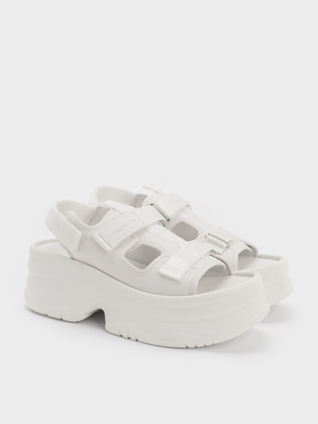 Flatform Sports Sandals, White, hi-res