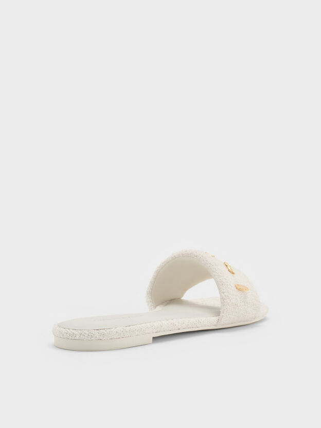 Tweed Beach Slide Sandals, Chalk, hi-res