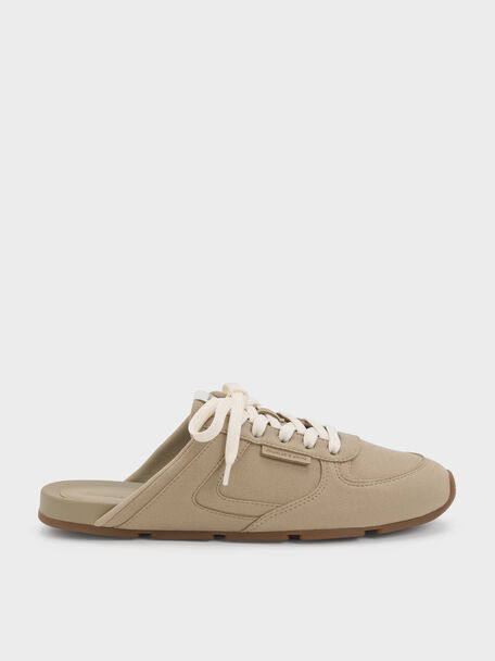 Lace-Up Sneaker Mules, Taupe, hi-res