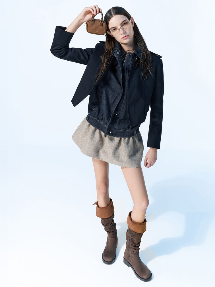 Sianna Corduroy Bowling-Bag Charm, Mocha Brown, hi-res