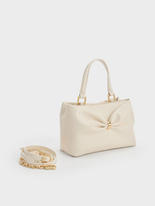 Halsey Ruched Top Handle Bag, Cream, hi-res