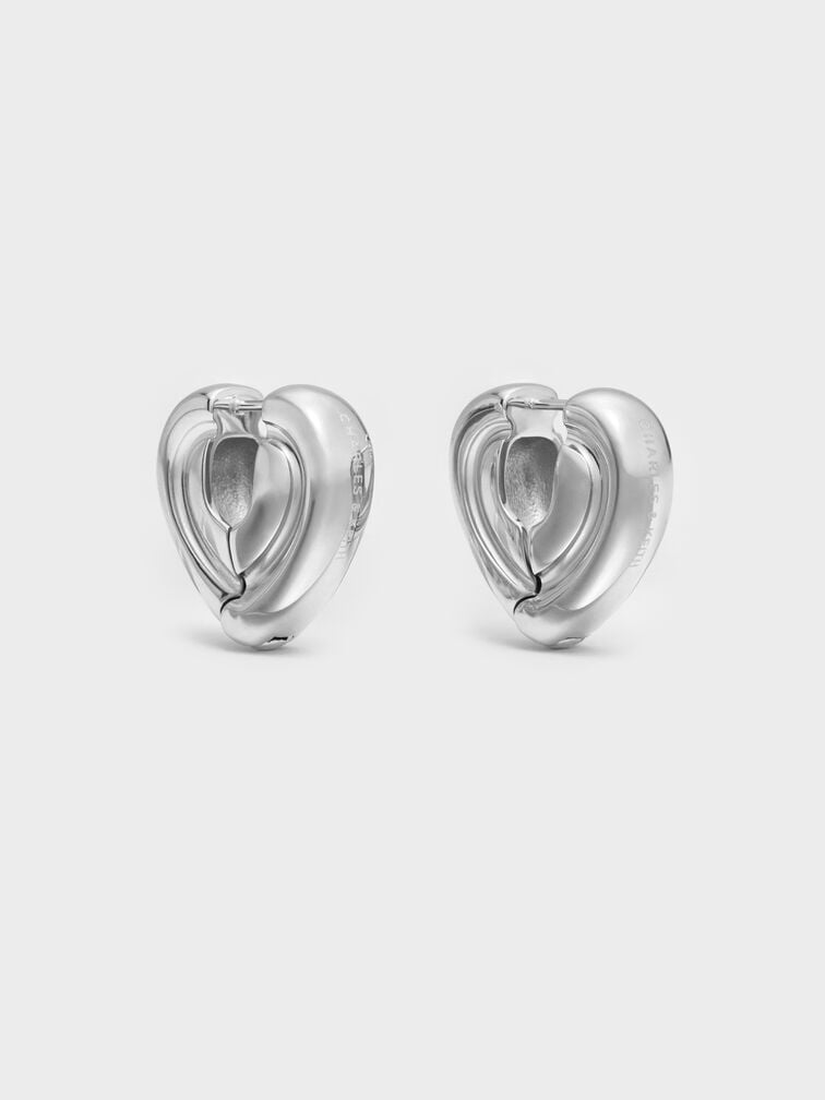 Annalise Huggie Earrings, Silver, hi-res