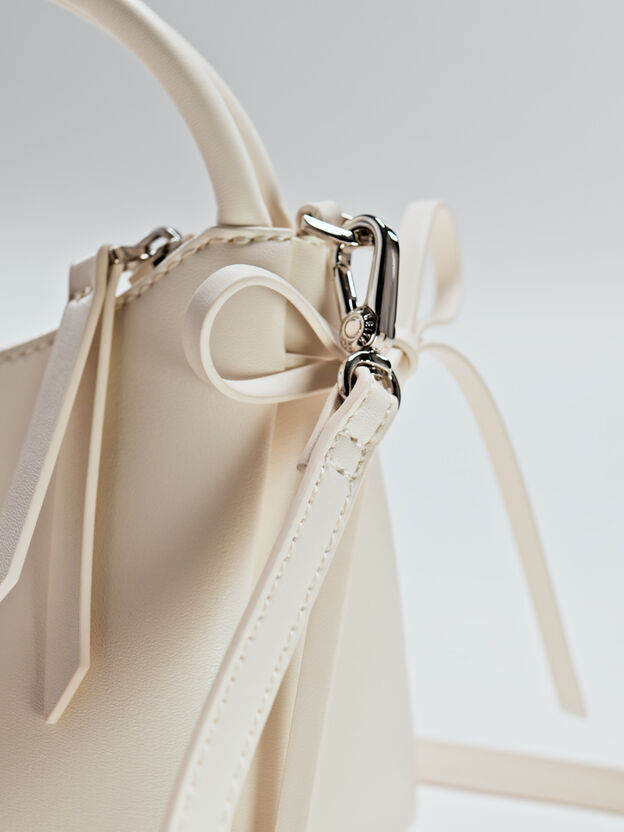 Hazel Bow Top Handle Bag, Cream, hi-res