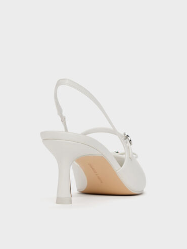 Sonali Strawberry Bow Slingback Pumps, White, hi-res