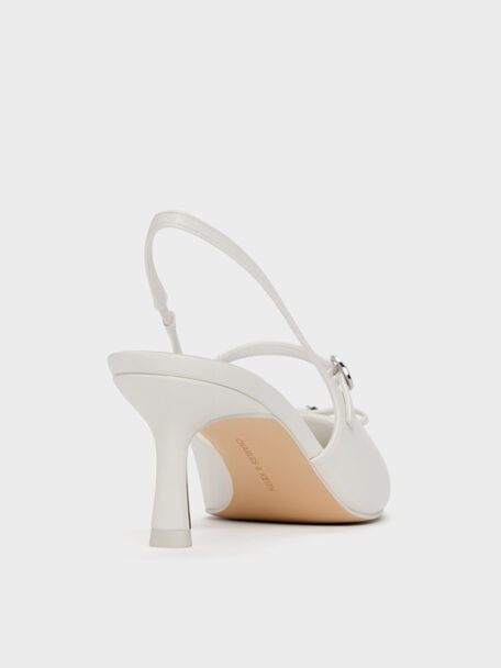 Sonali Strawberry Bow Slingback Pumps, White, hi-res