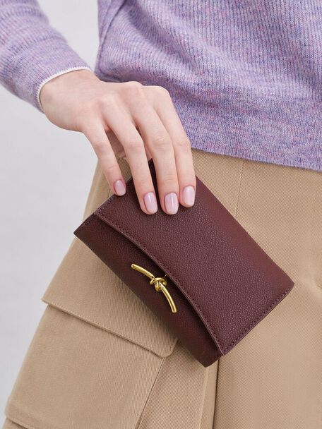 Huxley Metallic-Knot Wallet, Dark Chocolate, hi-res