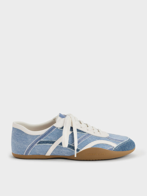 Denim & Leather Sneakers, Blue, hi-res