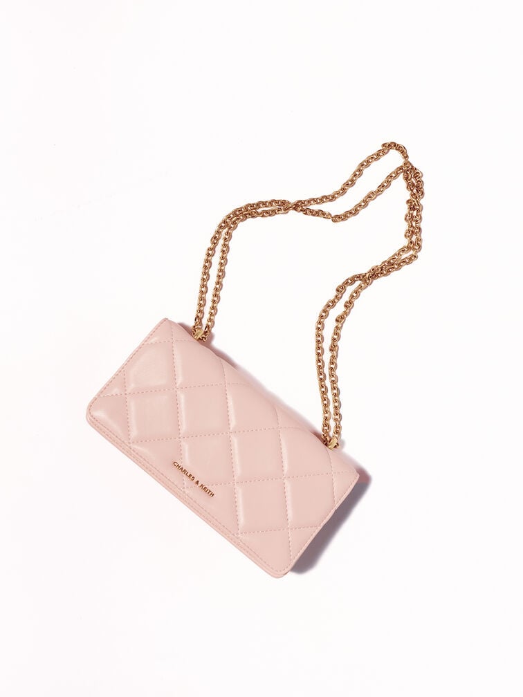 Paffuto Quilted Wallet On Chain, Soft Pink, hi-res