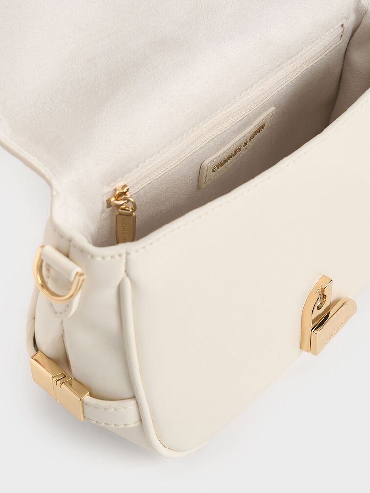 Aurelia Metallic-Accent Saddle Bag, Cream, hi-res