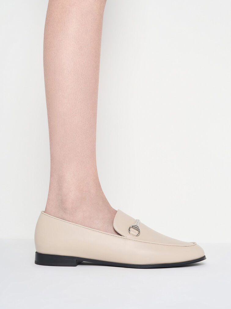 Leslie Metallic-Accent Loafers, Beige, hi-res