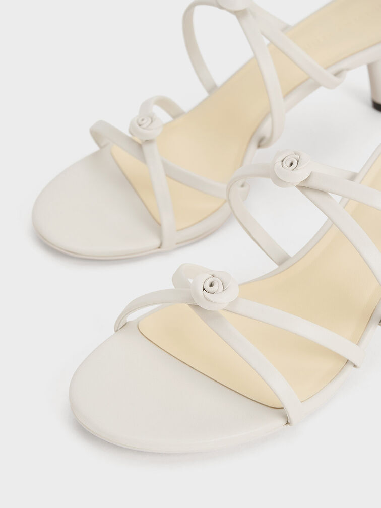 Rose Strappy Slant-Heel Mules, Butter, hi-res