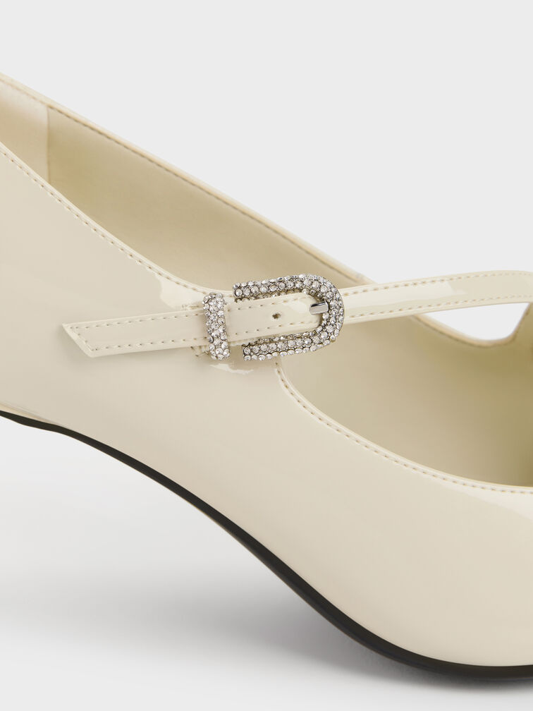 Patent Asymmetric-Strap Pumps, Chalk, hi-res
