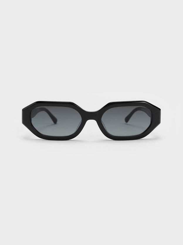 Gabine Oval Sunglasses, Black, hi-res