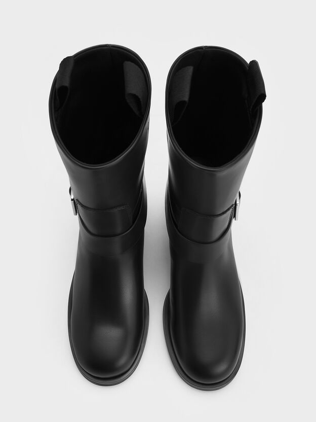 Kailey Side-Buckle Ankle Boots, Black, hi-res