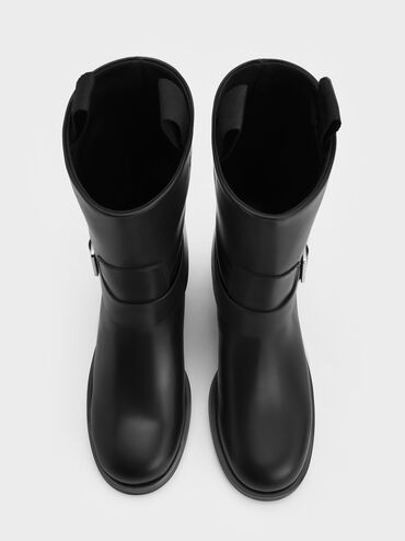 Kailey Side-Buckle Ankle Boots, Black, hi-res
