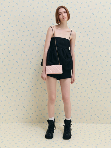 Paffuto Quilted Wallet On Chain, Soft Pink, hi-res