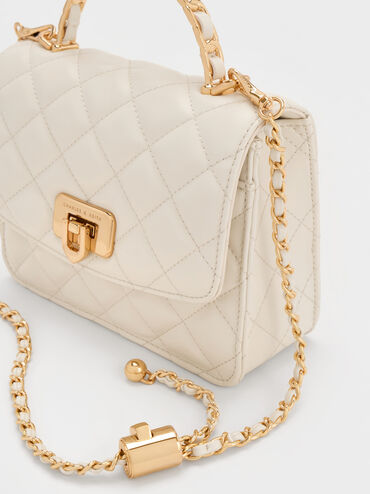 Cressida Quilted Top Handle Bag, Cream, hi-res