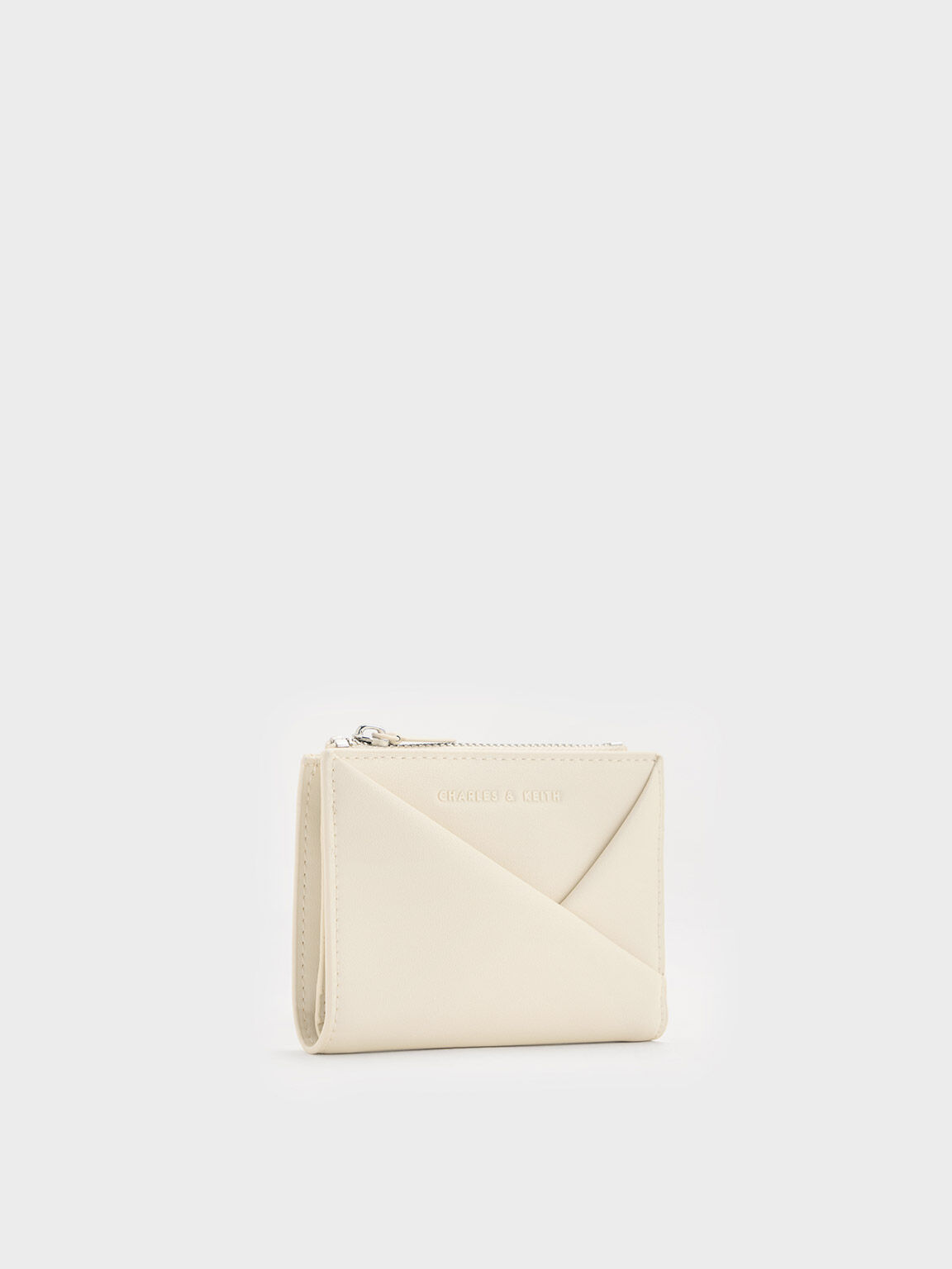 Cream Midori Geometric Top-Zip Wallet - CHARLES & KEITH UK