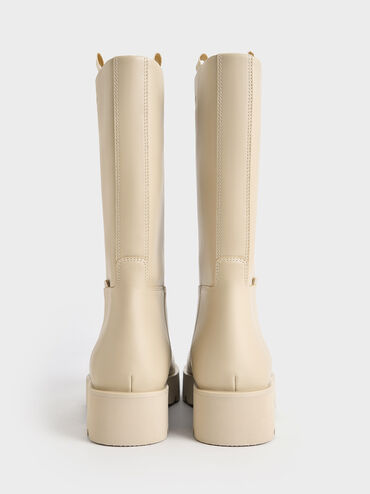 Double Pull-Tab Calf Boots, Beige, hi-res