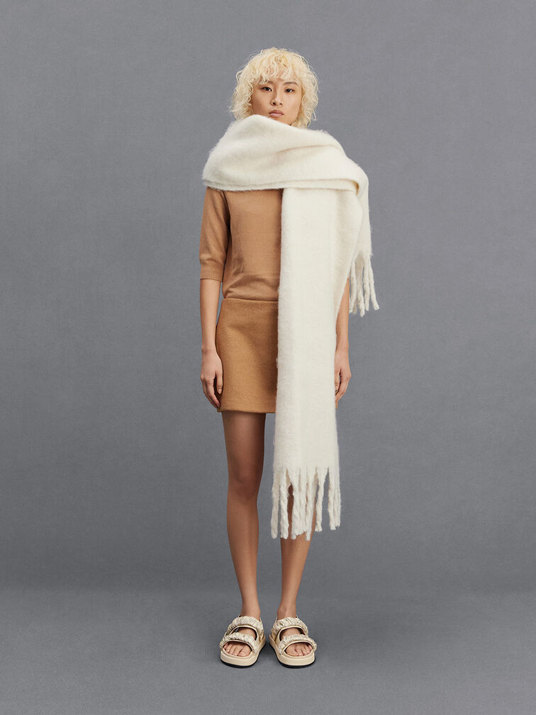 Tully Leather Ruched-Strap Sandals, Chalk, hi-res