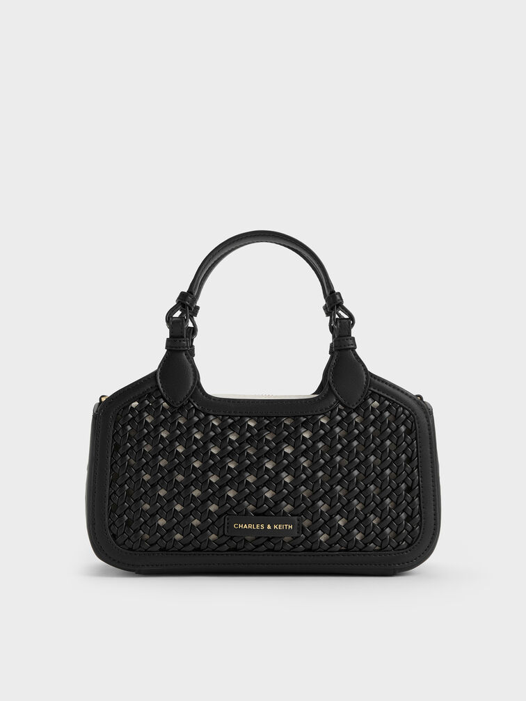 Azure Woven Tote Bag, Black, hi-res