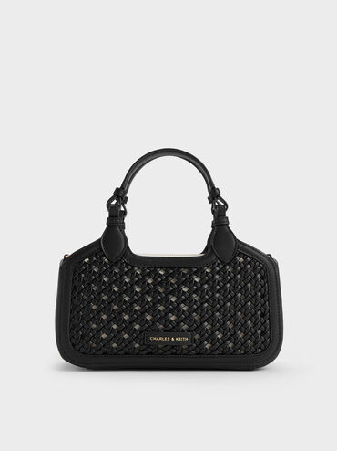 Azure Woven Tote Bag, Black, hi-res