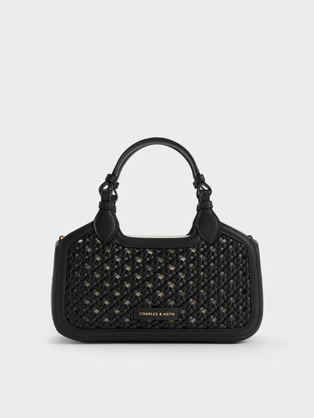 Mini Azure Woven Tote Bag, Black, hi-res