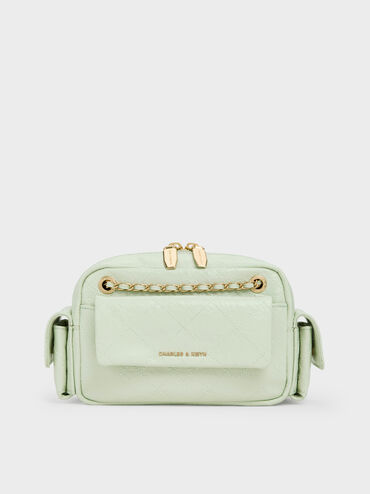 Duo Quilted Crossbody Bag, Mint Green, hi-res