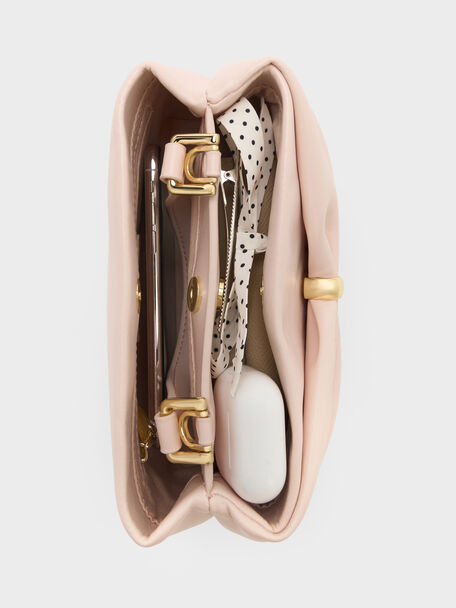 Halsey Ruched Top Handle Bag, Soft Pink, hi-res
