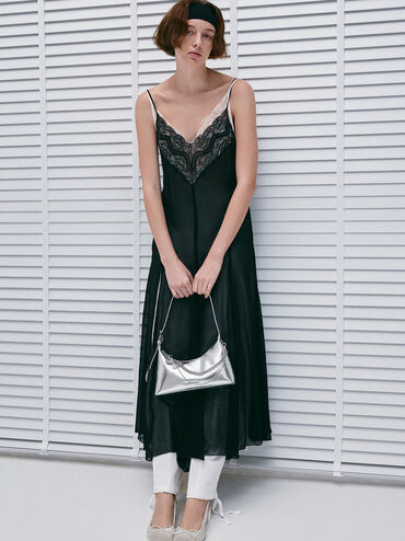 Atwood Chain-Embellished Shoulder Bag, Silver, hi-res