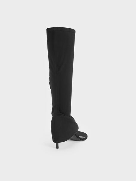 Aether Faux Suede Thong Boots, Black Textured, hi-res